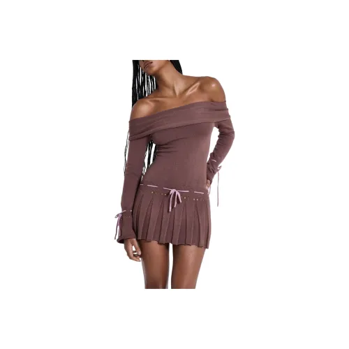 Jaded London Fatale Коллекция Длинное Платье с Длинными Рукавами Женское Коричневое