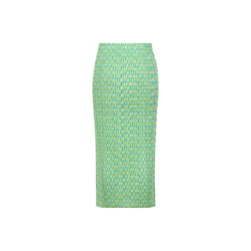 PLEATS PLEASE ISSEY MIYAKE Зеленая Женская Повседневная Длинная Юбка