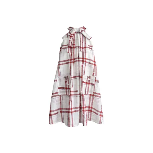 TURN UP Без рукавов Платье Женское Красное Клетка