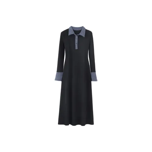 Incolore Длинное платье с длинными рукавами женское черное