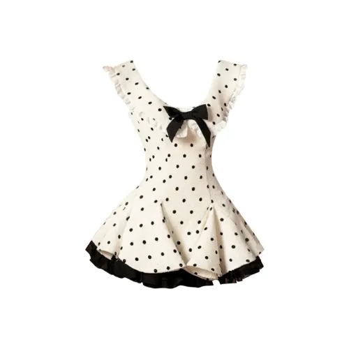 WOVLAS Slip Платье Женские Гороховый узор Юбка