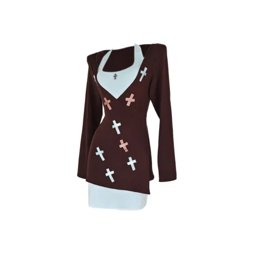 AFGGD Длинное платье с длинными рукавами женское синий коричневый