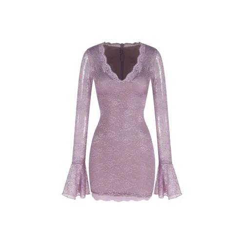 FLIM Длинный рукав Платье Женское Фиолетовое