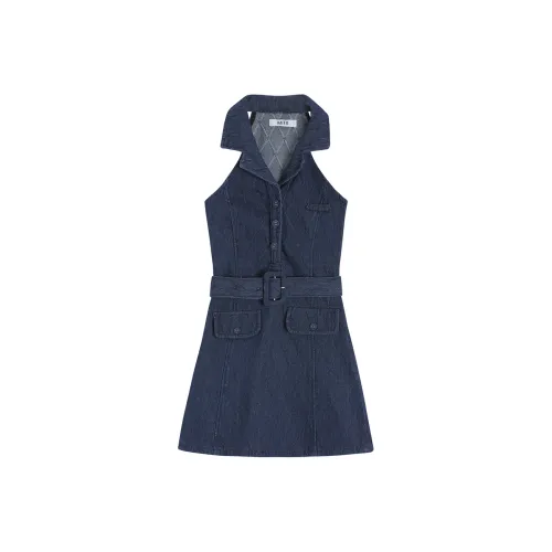 MITX Без рукавов Платье Женское Джинсовый синий