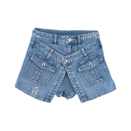 LALABOBO Средне-голубой Белый Женские джинсовые шорты