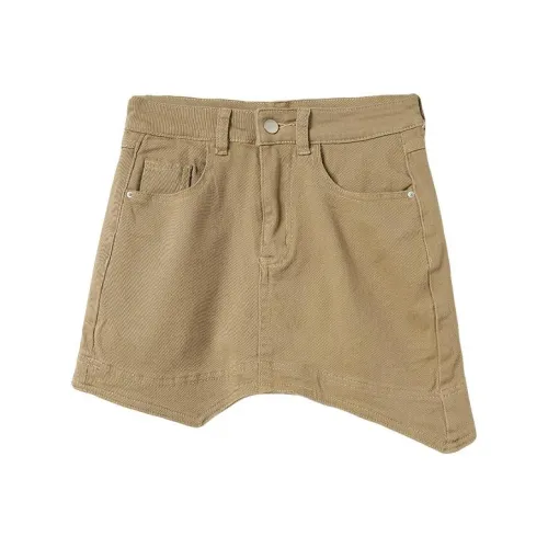 YITOUAGUA Khaki Женская Повседневная Короткая Юбка