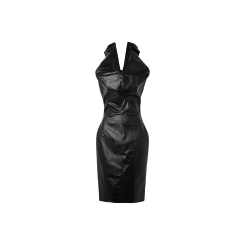 RICK OWENS Черное женское платье без рукавов