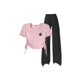 Пастельно-розовый (Smart Кошка Грудь Значок) + Черный (Однотонный)