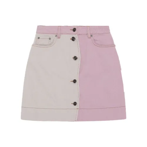 GANNI Розово-белые Женские Джинсовые Короткие Юбки