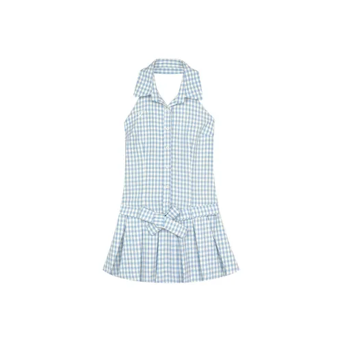 RTNH Без рукавов Платье Женское Синее