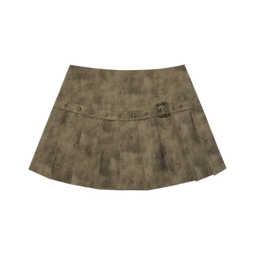 I'M ONE Хаки коричневый Женские Повседневные короткие юбки