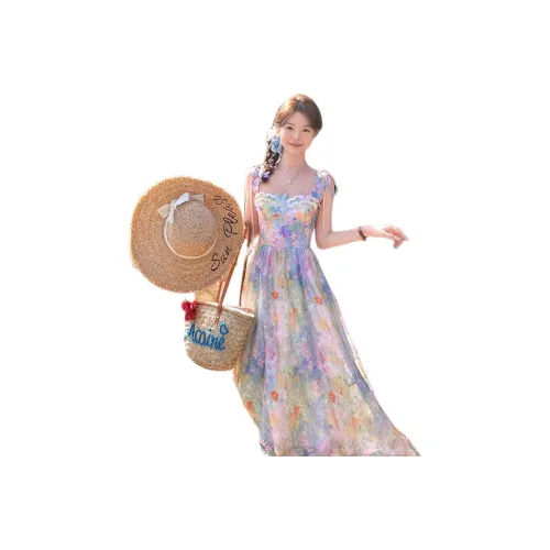 CHARM GLOW Slip Платье Женские Масло Картины Розово-синий