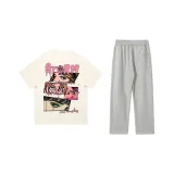 Комплект одежды (Топ в цвете абрикос + Штаны в цвете серый)