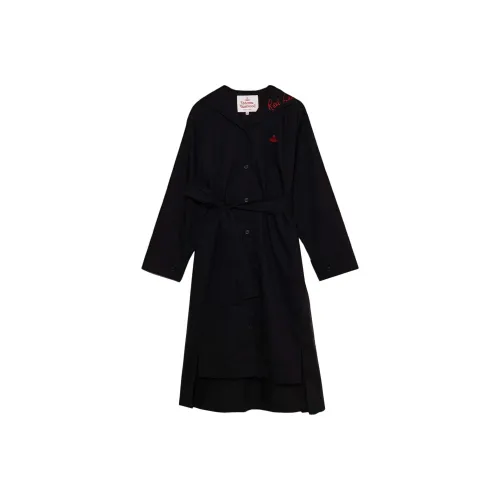 Vivienne Westwood Длинное платье с длинными рукавами женское черное