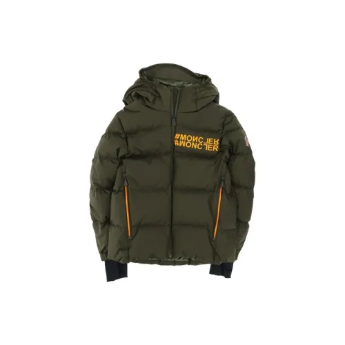 Moncler Хлопковый пуховик Армейский зеленый Детский