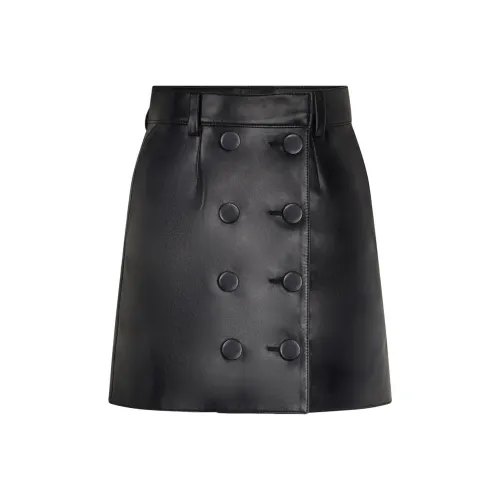 Paco Rabanne Кожаная короткая юбка женская черная