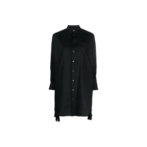 Sacai Черное Женское Длинное Платье с Рукавами