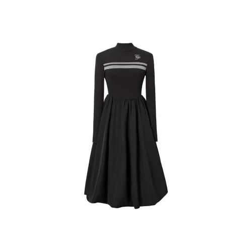 CHiC PARK Black Женские Длинные Платья с Рукавами