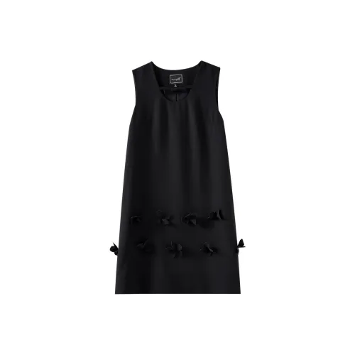 OUNIXUE Без рукавов Платье Женское Черное