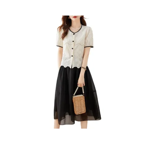 TERRE BLEUE Одежда Наборы Белая Рубашка + Черная Юбка Женские Комплекты с юбкой