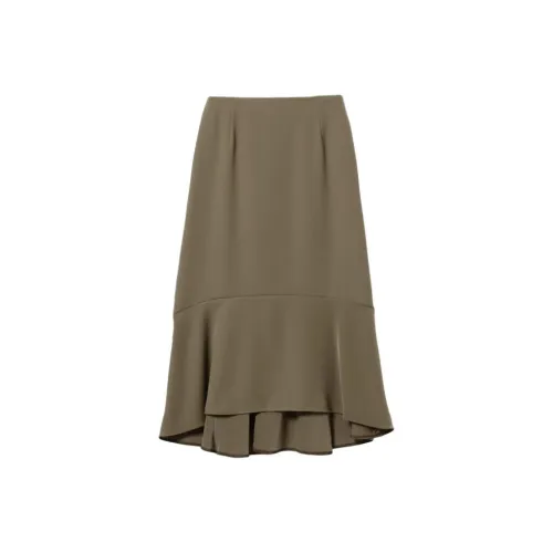 BEAMS Demi Luxe Casual Long Skirt Women's Khaki BEAMS Demi Luxe Повседневная длинная юбка женская хаки