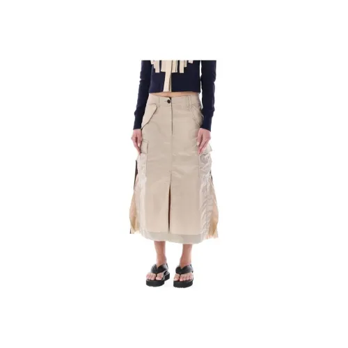 sacai Хаки Женские Повседневные Длинные Юбки