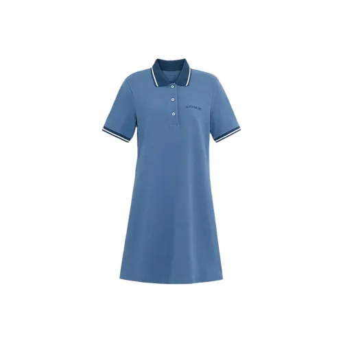 COACH SS24 Короткое платье с короткими рукавами женское небесно-голубой
