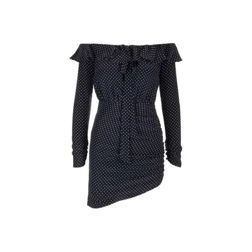 Alessandra Rich Длинное платье с длинными рукавами женское черное