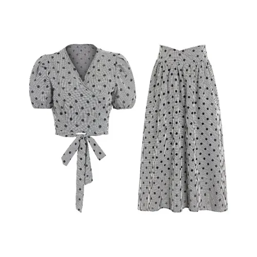 TIBINB Комплект с юбкой Женские Серый в горошек