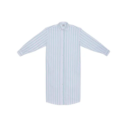 BASERANGE SS24 Ole Платье-рубашка Длинный рукав Платье Женское Синие Полосы