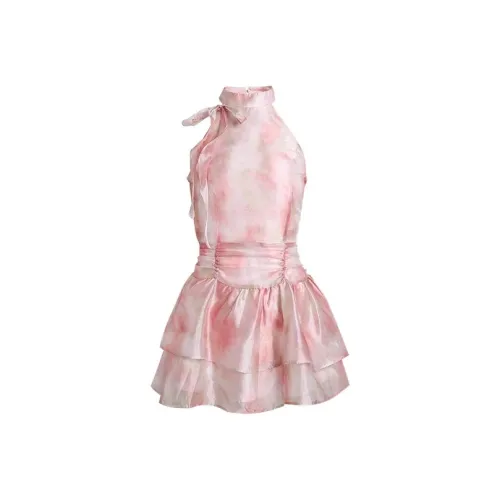 REDOLENCE Без рукавов Платье Женское Светло-Розовое Цветочное