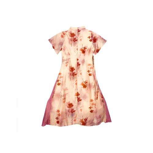 Mu Qingqing Короткий рукав Платье Женское Красное