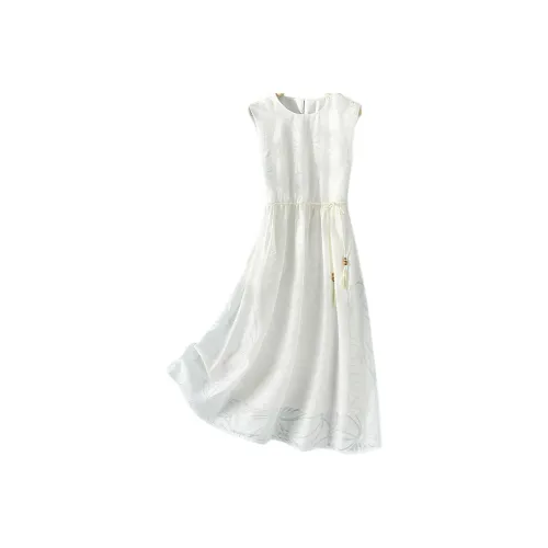 IHIMI Без рукавов Платье Женское Белое