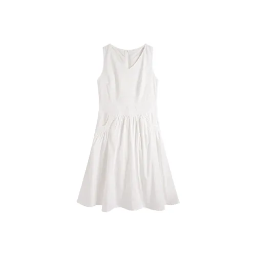 Migu Без рукавов Платье Женское Белое