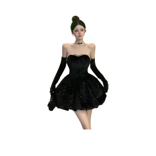 MORii Без рукавов Платье Женское Черное