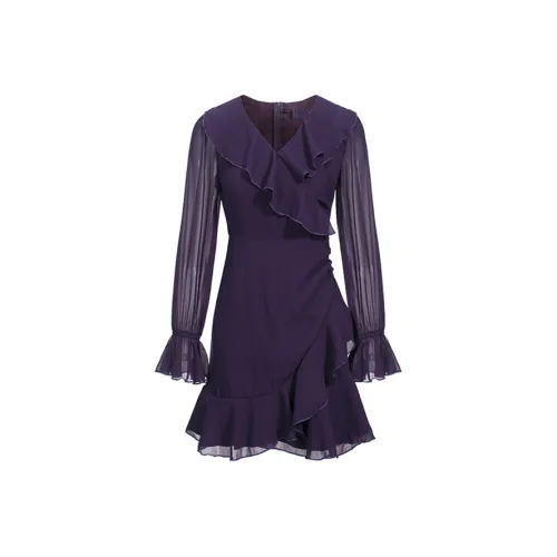 SCCREBEL OFFICIAL Длинное платье с длинными рукавами женское фиолетовое