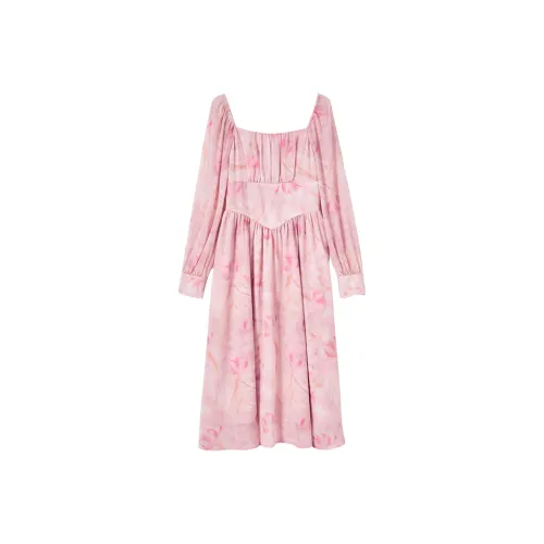 WESTLINK Длинное платье с длинными рукавами женское розовое