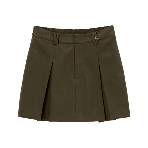 PEACEBIRD Коричневая Женская Повседневная Короткая Юбка