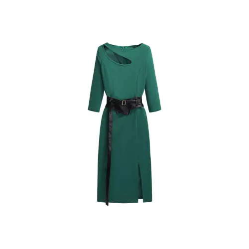 Silky Queen Длинное платье с длинными рукавами женское зеленое