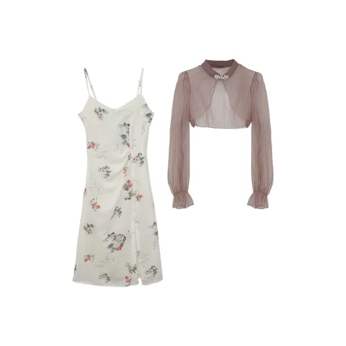 Icicofficial Абрикос Платье-камзол + Кардиган Женские Комплекты с юбкой