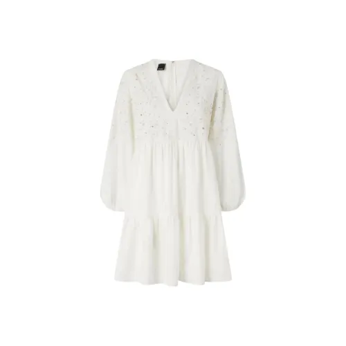 PINKO SS25 Длинное Платье с Длинными Рукавами Женское Белое
