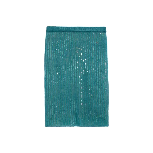 GUCCI Повседневный Длинный Юбка Женская Сине-Зеленая
