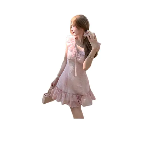 MORii Без рукавов Платье Женское Розовое