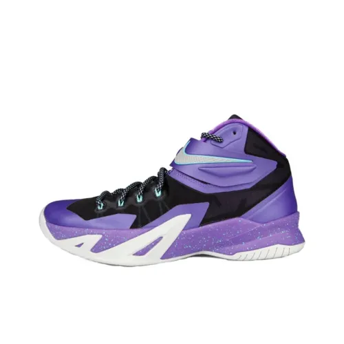 Nike Zoom Soldier 8 Противоскользящие устойчивые к истиранию высокие баскетбольные кроссовки мужские черные и фиолетовые