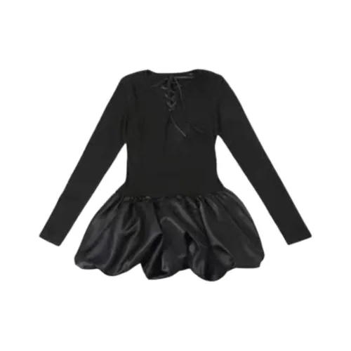 KEAB Длинное платье с длинными рукавами женское черное