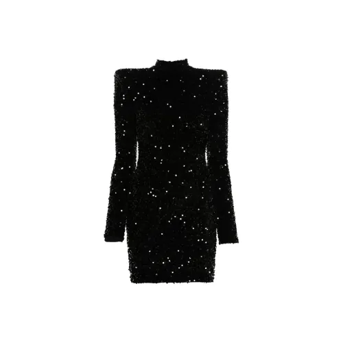 Elisabetta Franchi Черное Женское Длинное Платье с Рукавами