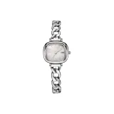 Серебряный корпус, белая раковина, циферблат, ковбой, кожаный ремешок