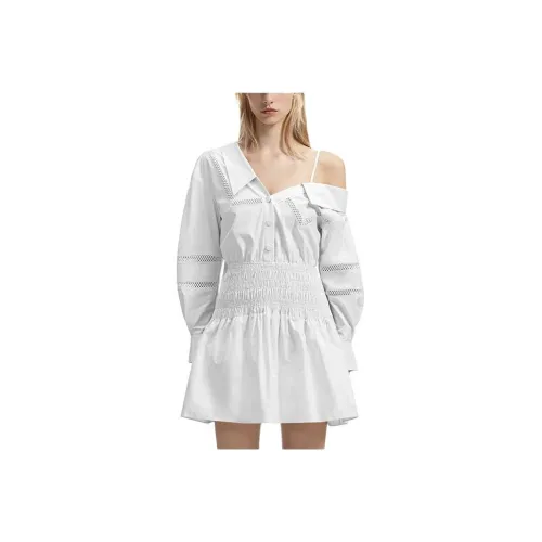 Self Portrait Длинное Платье с Длинными Рукавами Женское Чисто Белое