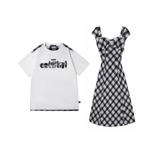 Tryforlove Женские Черное платье + Мужская Белая рубашка T, Женские парные комплекты