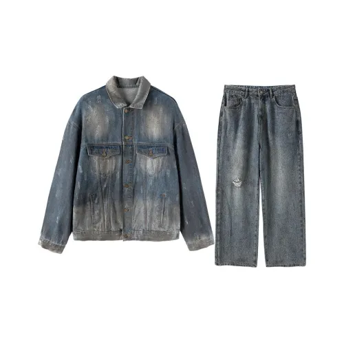 Jinggu Повседневный костюм женский вымытый синий